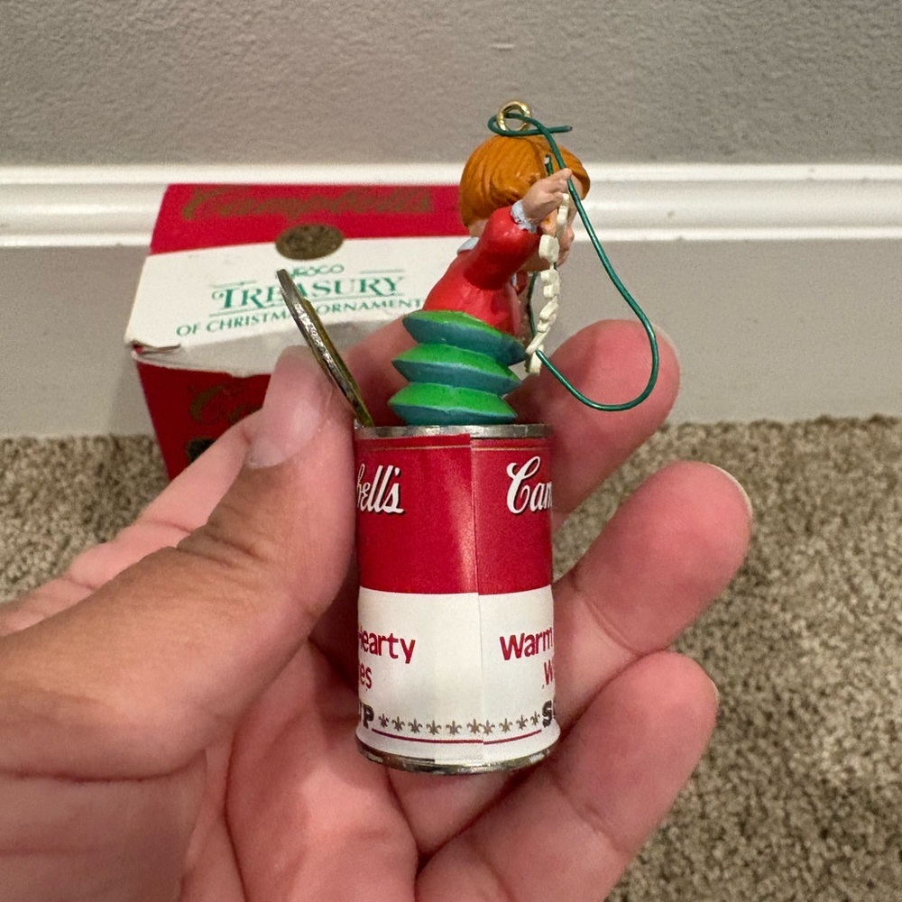 Vintage Enesco Warm and Hearty Wishes Campbell's Soup Christmas ornament ‘93 EUC - Picture 5 of 15
